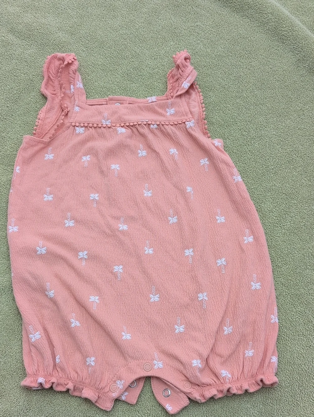 Carter's Peach Bubble Romper with White Bow Accents